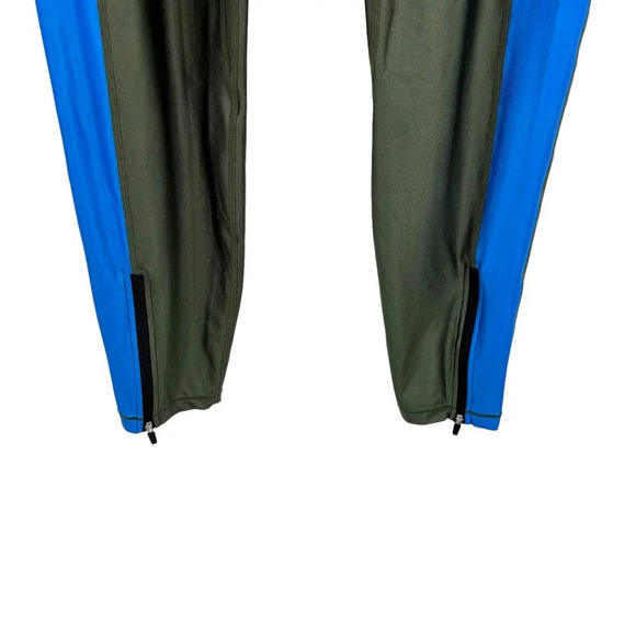 All Access Leggings Zip Front Two-Tone Stretch Side Stripe Green Blue Size XL - Picture 5 of 11
